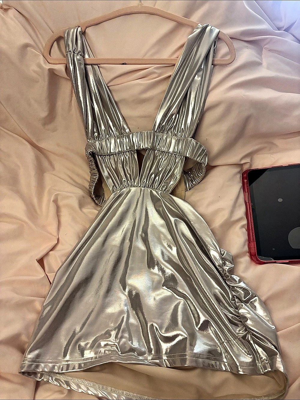 Metallic Mini Dress in Silver Like New